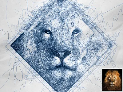 Scribbled Lion #2 automatic automatic effect digital art drawing illustration pen sketch photo effect photoshop action plugins scribble scribble art scribbles sketch sketchapp
