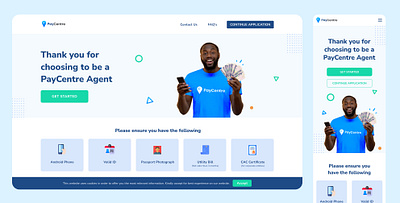 SignUp Landing Page for PayCentre Africa design landing page design landingpage mobile ui ux web