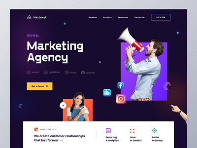 Marketing Agency Landing page 2021 trend best design best website design digital marketing ecommerce homepage landing page marketing marketing agency marketing site mockup online marketing seo socialmediamarketing top web design 2021 typography ui ux web design website