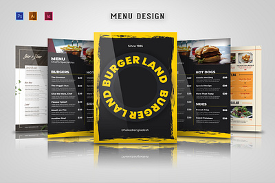 Menu Design - BURGER LAND menu design menu design template restaurant menu design