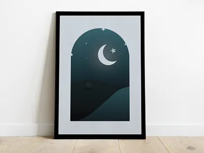 Family illustration family illustration islam moon muslim night sky stars