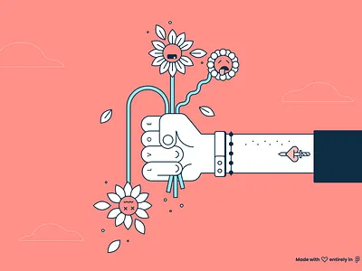 1K! Thanks a bunch! figma flower followers hand illustration