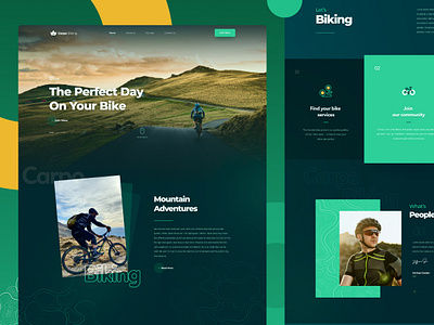 Carpo Biking Landing Page biking biking website branding cycling dark theme dark website design minimal minimal design mountain biking service website typography ui ui design web web design web ui webdesign website design