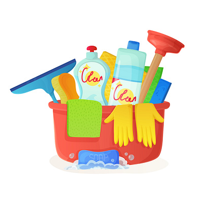 Cleaning tools illustration cartoon concept flat illustration vector