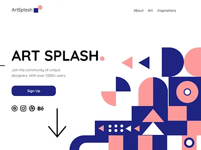 Creative landing page using simple geometric patterns. app design illustration minimal typography ui ux vector web web design