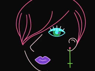 Girl 90s negative design illustration minimal vector