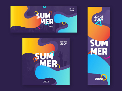 Summer festival promo banners design ui ux