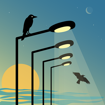 Sunset guardians design illustration vector