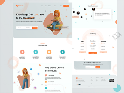 E-Book House Landing page branding design ecommerce education figma graphic graphic design homepage design landing page design logo mobile app mobile app design mobile ui ui ui ux design ui ux web uiux design ux web design website design