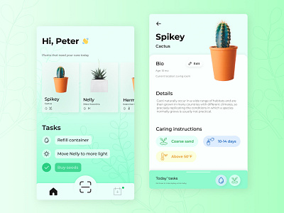 Plant Care Companion design interface iphone app mobile app mobile ui plant plant app plant care ui ui design