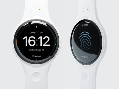 Apple Smart Watch 3d applewatch clean clock concept display fingerscan interface layout notifications scanner smartwatch ui ux watches watchui widget