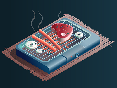 Grill design illustration isometric illustration vector