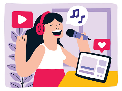 GIRL SINGING ONLINE girl girl illustration hobby music musician sing singer singing streaming youtube