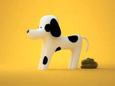 Manchas 3d c4d character design cute dog illustration octanerender poop