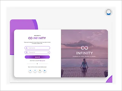 Web Sign in Page for Infinity less is more minimal simple design ui web