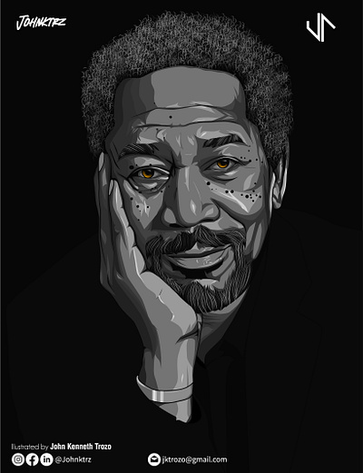 morgan freeman digital art illustration morgan freeman vector art vector illustration