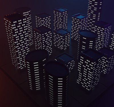 Midnight Town 3d art 3d illustration creative design graphicdesign illustration isometric design lowpoly lowpoly3d