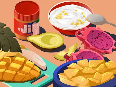 Fresh avocado banana breakfast eat food fresh fruit mango milk peanut pineapple