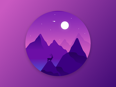 Glowing Landscape Design deer figma glowing lanscape moon moonlight ui