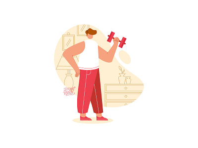 Workout Illustration character fit flat gym healthy illustration workout