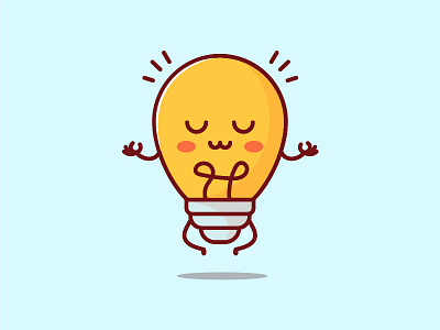 Yoga Bulb animation blub bulb cartoon character cute flat flatdesign geek icon illustration lamp simple smart vector art yoga