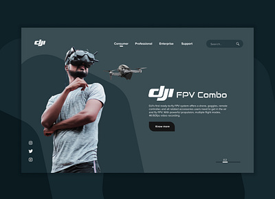 DJI FPV Combo Drone Web Ui app colors design dji drones figma fpv combo hello dribble landingpage minimal minimalist product product page ui uidesign uiux visual design web ui web uiux webdesign