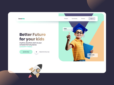 Growkids - education app artdirector artist dashboard design illustration illustration art minimal ui uiux visual designs web design webdesign website