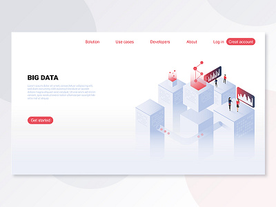 Landing page isometric big data app big data editable flat header illustration isometric landing page landing pages simple slider ux ui vector web design website