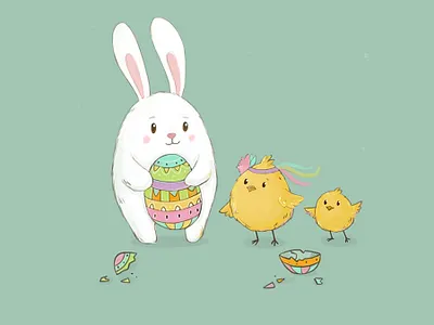 Easter Mood bunny character design chicken cute animals easter easter egg hare rabbit