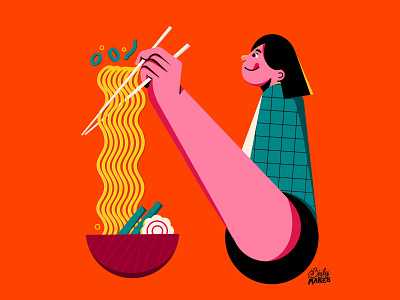 N is for Noodles 36days 36daysoftype chinese colorful design filipino flat illustration food illustration illustrations japanese noodles procreate ramen