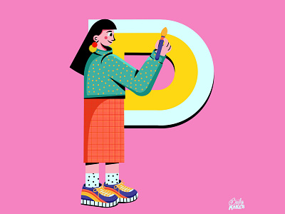 P is for Painter 36daysoftype artist character illustration colorful design flat design flat illustration paint painter procreate