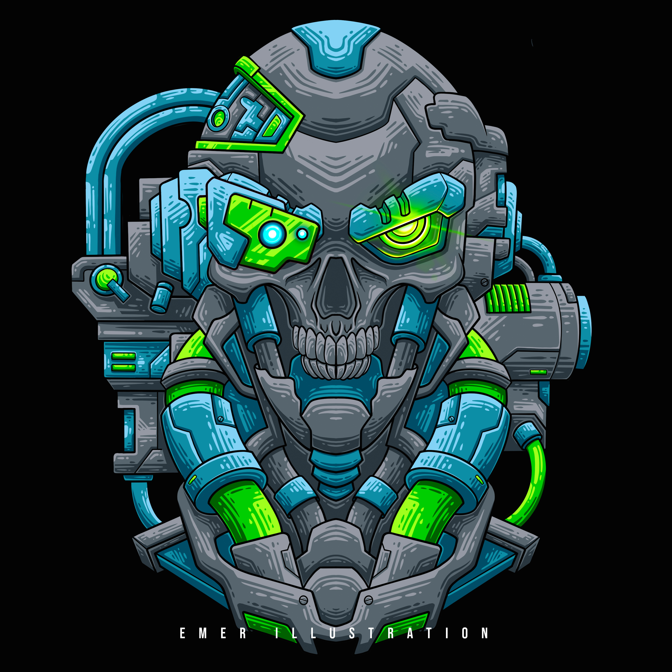 Mechanical Skull 01 animal apparel branding clothing dark design future graphic design illustration logo machine mechanical robotic skeleton skull ui vector