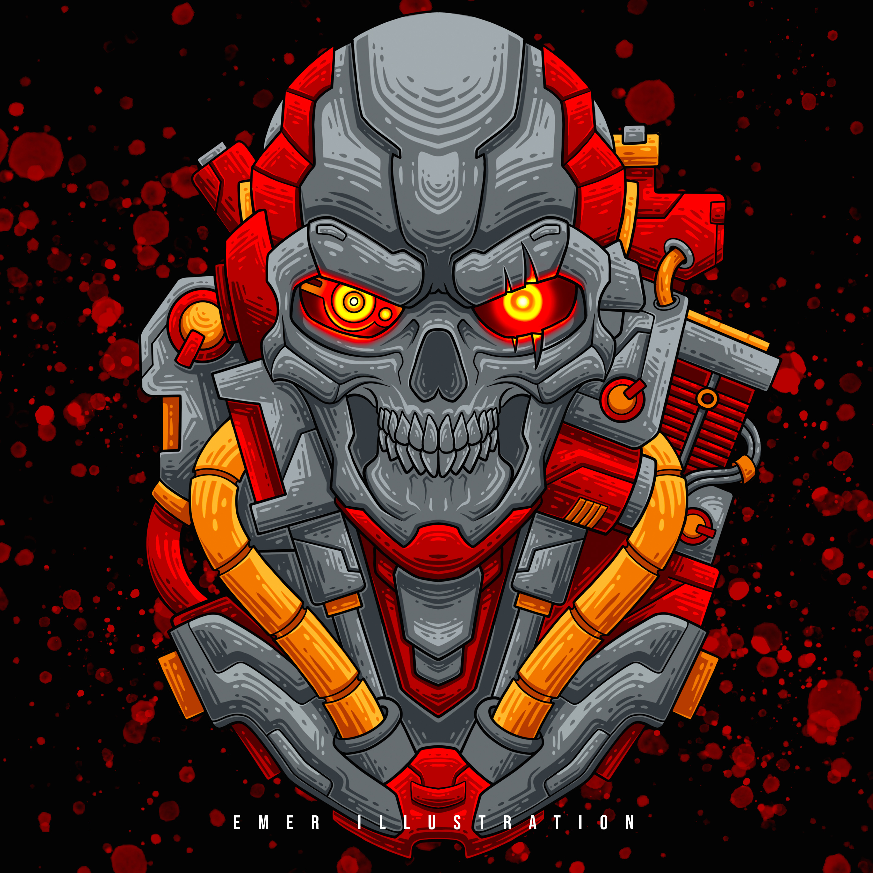 Mechanical Skull 02 anatomy animal apparel branding clothing dark design future graphic design illustration logo machine mechanical robotic skeleton skull vector