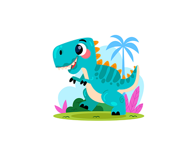 Cartoon Baby TRex baby cartoon cartoon illustration dino dinosaur fossil freelance history illustration museum nature palm rawr trex wild wild animal