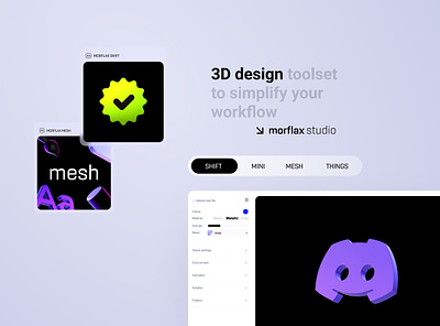 Morflax studio Toolkit 3d 3d animations 3d constructor 3d design tool 3d illustrations 3d ui brand identity branding graphic design ui