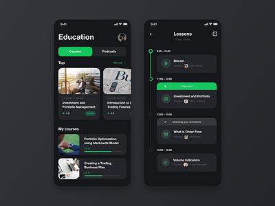 Financial Trading Learning App app app design edtech education elearning courses finance finance app fintech learning lessons mobile mobile app mobile app design mobile design mobile ui mvp ronas it trading ui ux