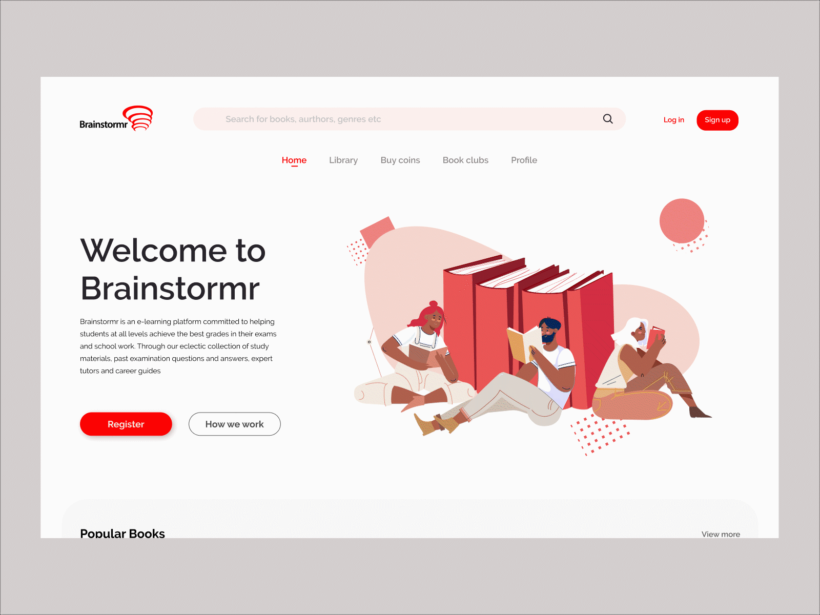 E-library Landing Page by Jide Plumptre on Dribbble