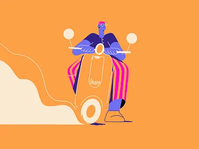 Driving Vespa Character Illustration adobe illustrator brand illustration branding character character design character illustration editorial illustration illustration illustrator procreate vector illustration