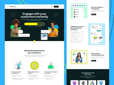 Chatbot Website Design chat landing page chatbot design conversational landing pages design homepage software landing page uihut web page design web template webdesign website website design