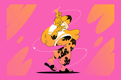 Dance girl 2d character dance music dancer design disco female flat girl gradient illustration lifestyle listen mobile music shape summertime vector woman