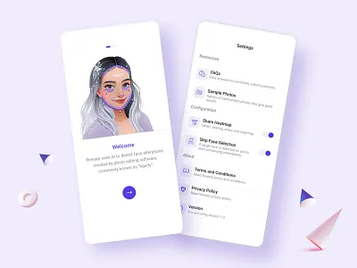 Rewarp App - Detects Face Alterations clean liquify minimal mobile mobile app design mobile ui photoshop settings ui ux uxdesign uxui