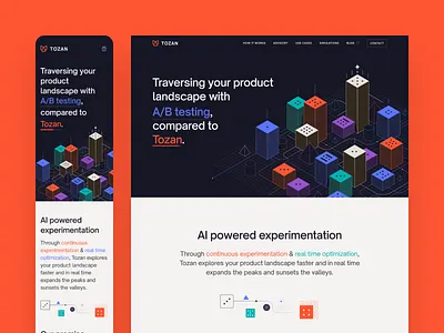 Tozan - How it works abstrct ai clean flat graphic design illustrations illustrator landing page line illustrations minimal modern red simple startup technology ui ux vector web page website
