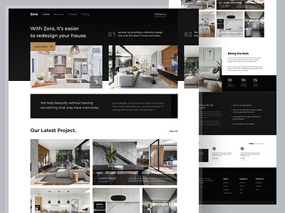 Zora - Interrior Design Studio Company Profile architecture company company profile interrior interrior design landingpage simple studio ui ui design uiux web webdesign