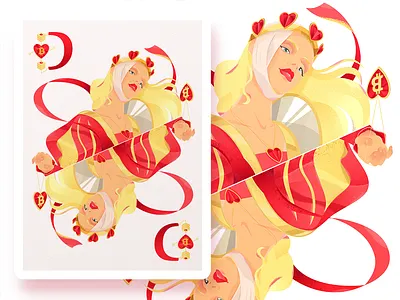 Playing Card Cover - Queen of Hearts art card card design card game cards design illustration illustrator playing card playing cards poker queen vector visual design