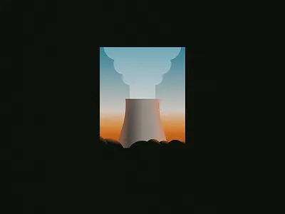 Sun-drenched Nuclear Plant ai design dribbble evening forest illustration illustrator landscape nature nuclear sky steam suburban sunrise vector