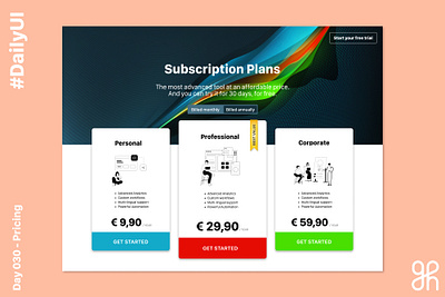 Daily UI Challenge day 30 - Pricing dailyui dailyuichallenge