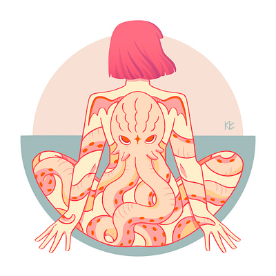 Pink Cthulhu art design digital art digitalart drawing editorial illustration illustration painting procreate procreateapp