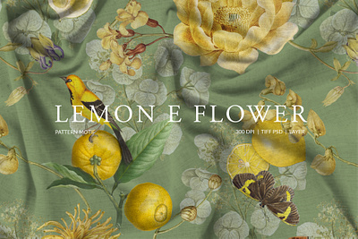 Lemon e flower pattern ceramica design furniture graphic design illustration pattern textile wallpaper