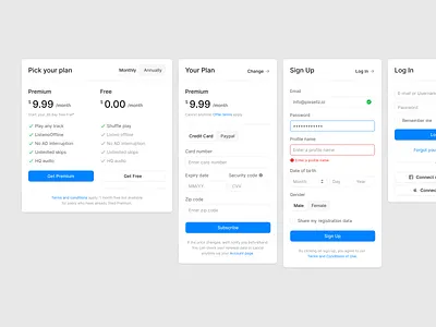 Forms designsystem figma form log in login login page plan signup subscribe ui uikit web