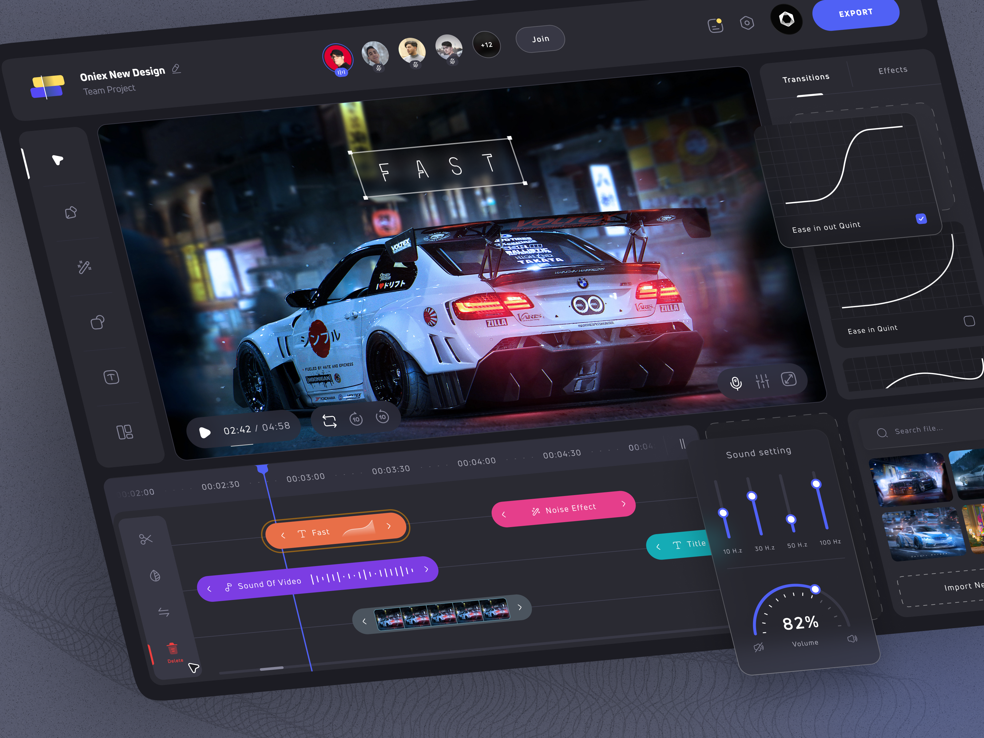Video Editor App Design - Dark Mode 🔥 app clean ui concept creative dark mode design tool desktop editor motion sound timeline trend ui ui design uiux userinterface video video editor